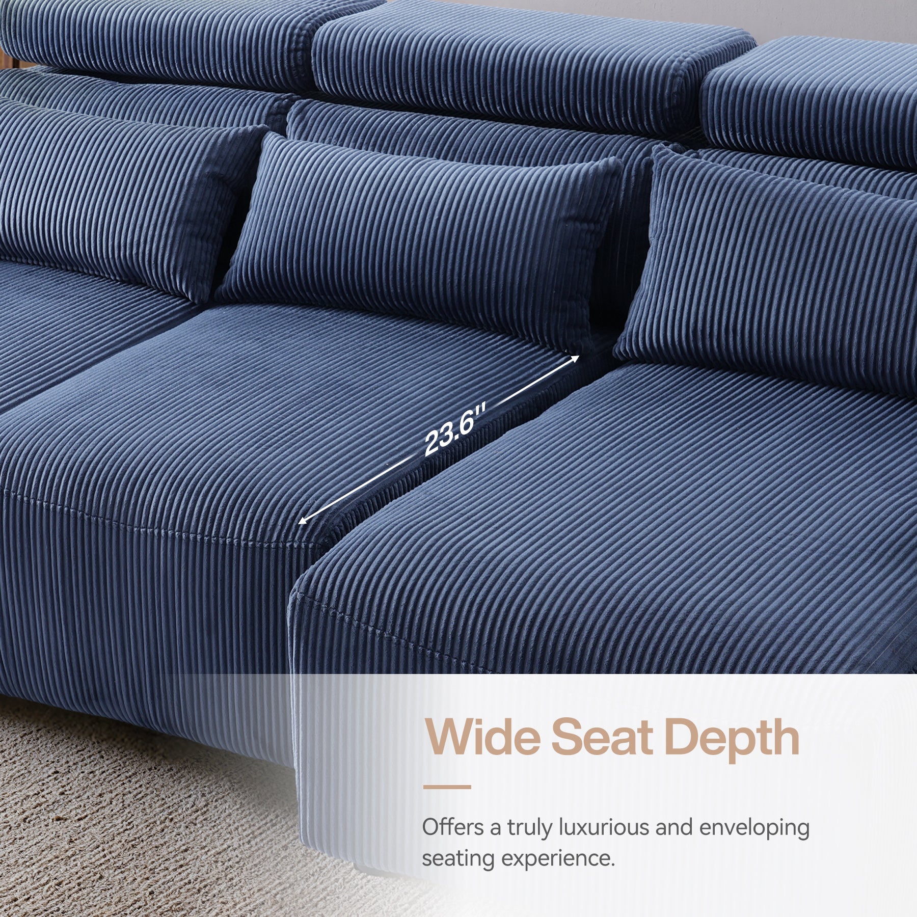 90.2" Electric Reclining Sectional Sofa with Adjustable Headrest & Ottoman