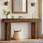 63" Console Table, Rectangular Sofa Table with Thick Legs Behind Couch