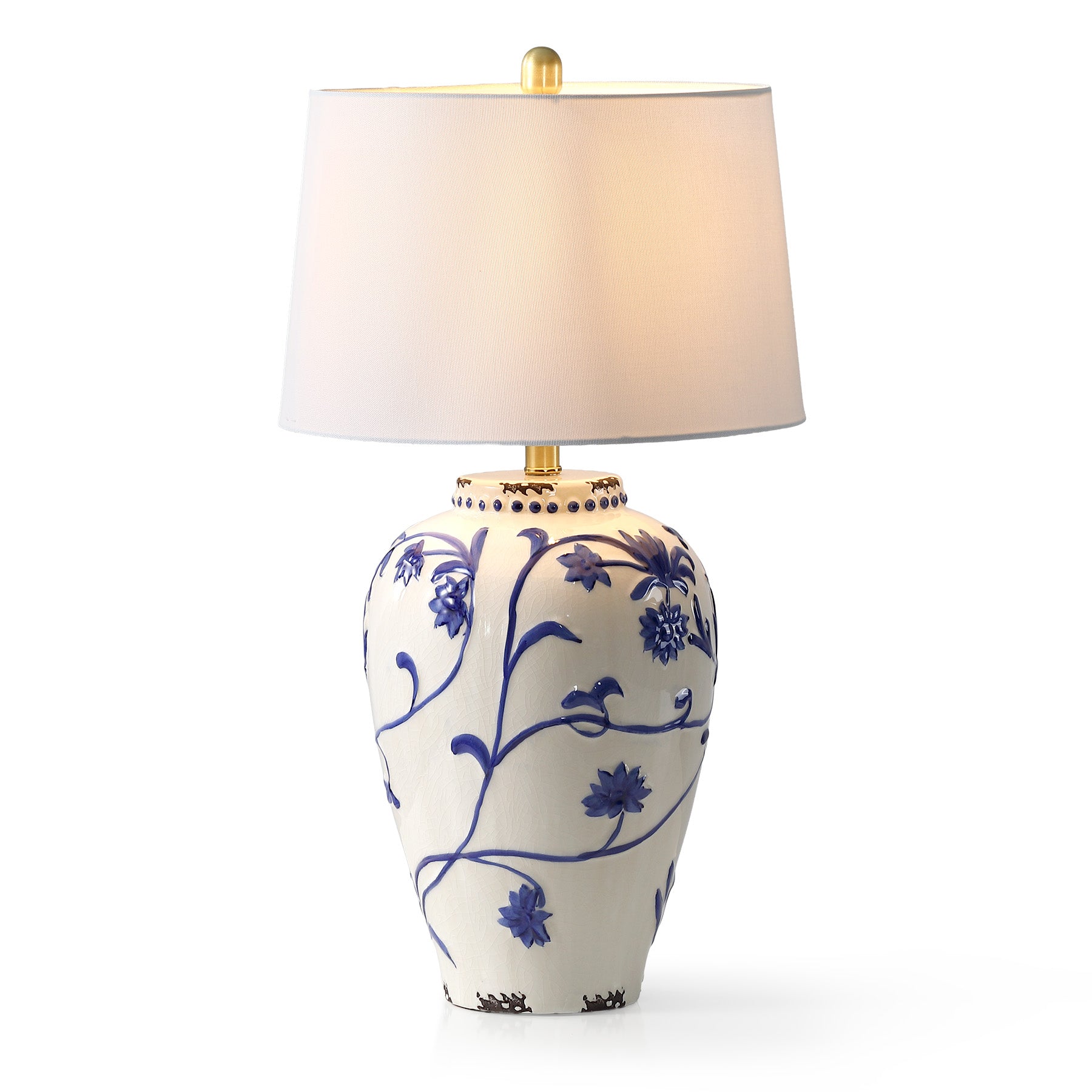 26" Porcelain Table Lamp, Lighting Fixtures with Patterned Decorative Bases