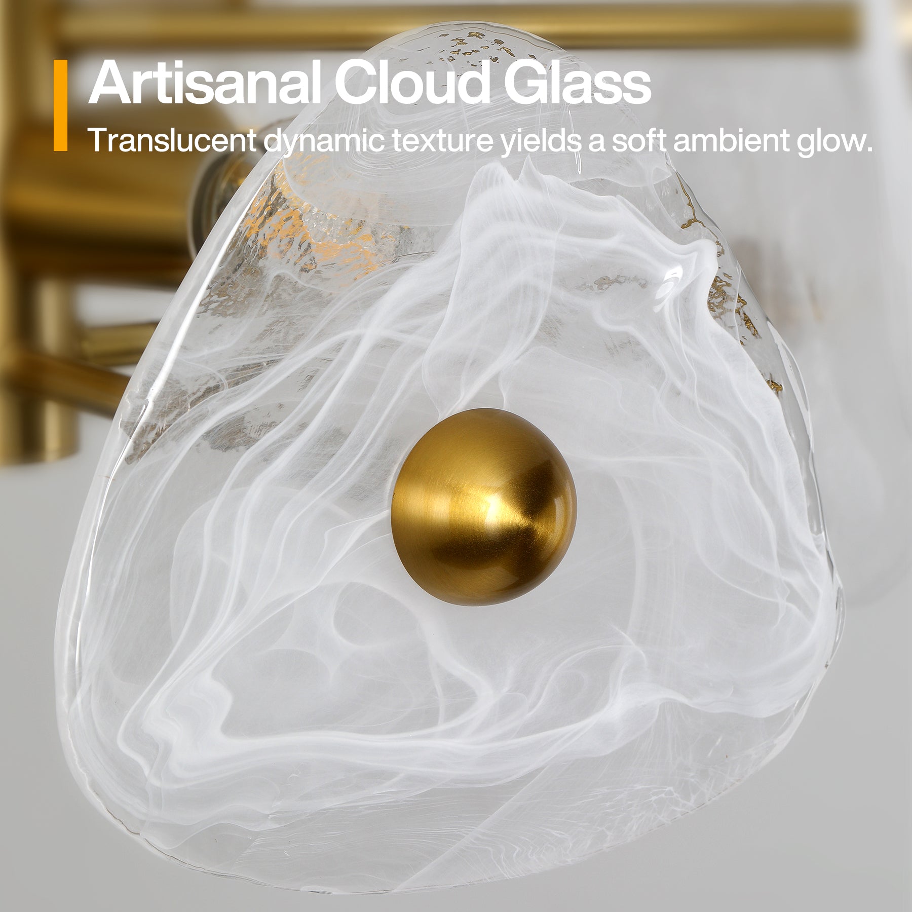 4-Light Chandelier, Pendant Light Fixtures with Cloud Glass Shades