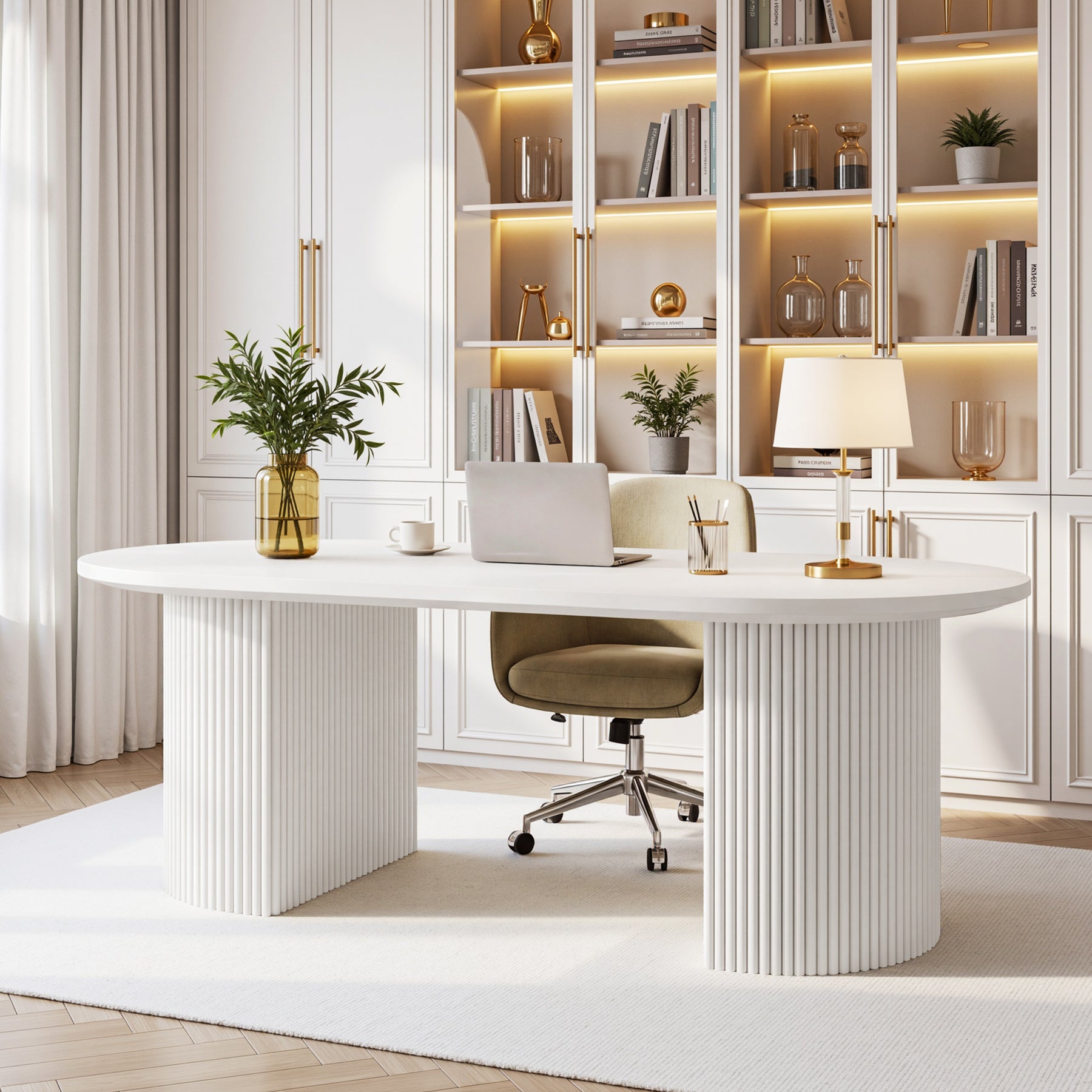 63" Executive Desk, Modern Computer Desk with Sturdy Base for Home Office