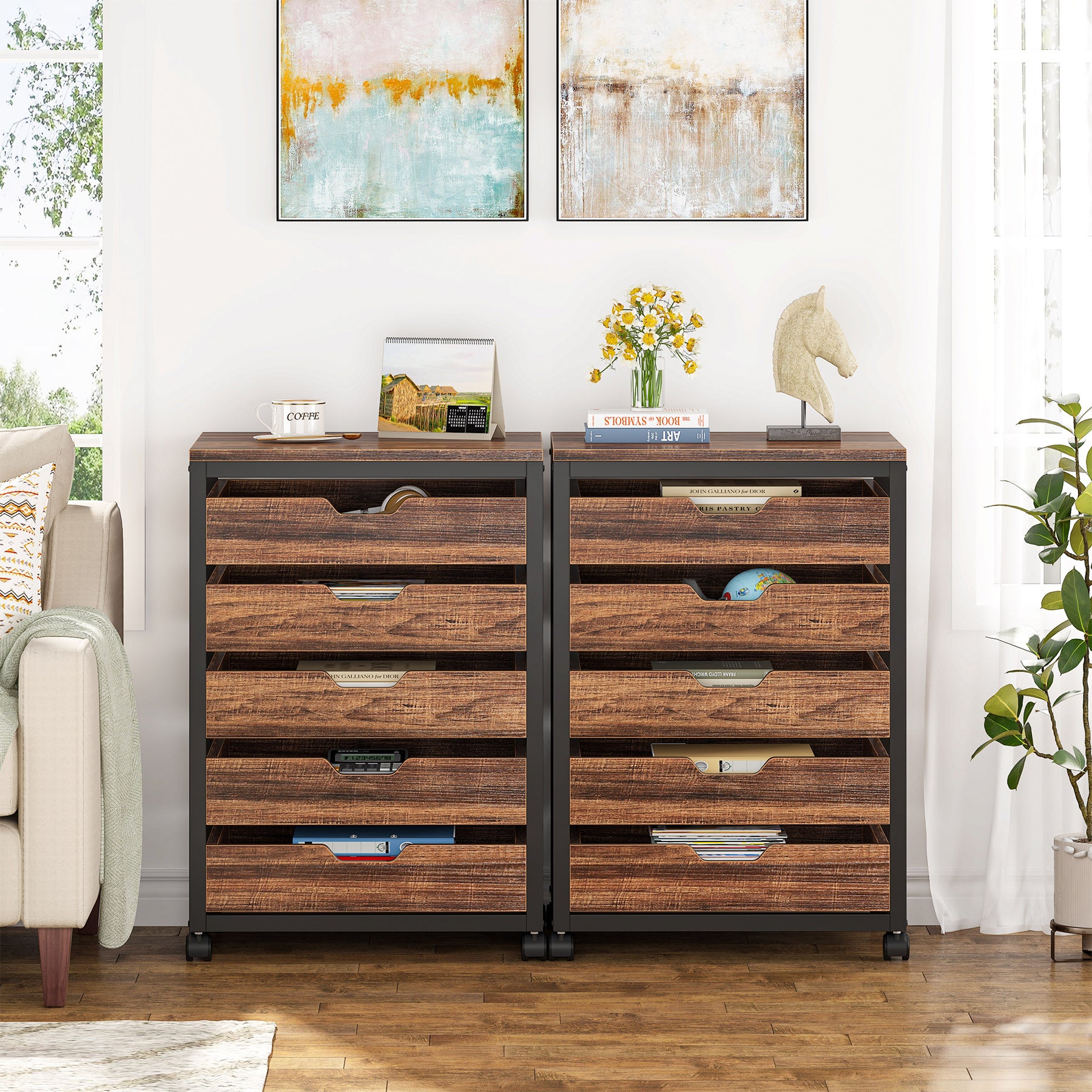 5/7 Drawer File Cabinet, Mobile Drawer Chest Storage Dresser