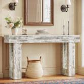 63" Console Table, Rectangular Sofa Table with Thick Legs Behind Couch 3