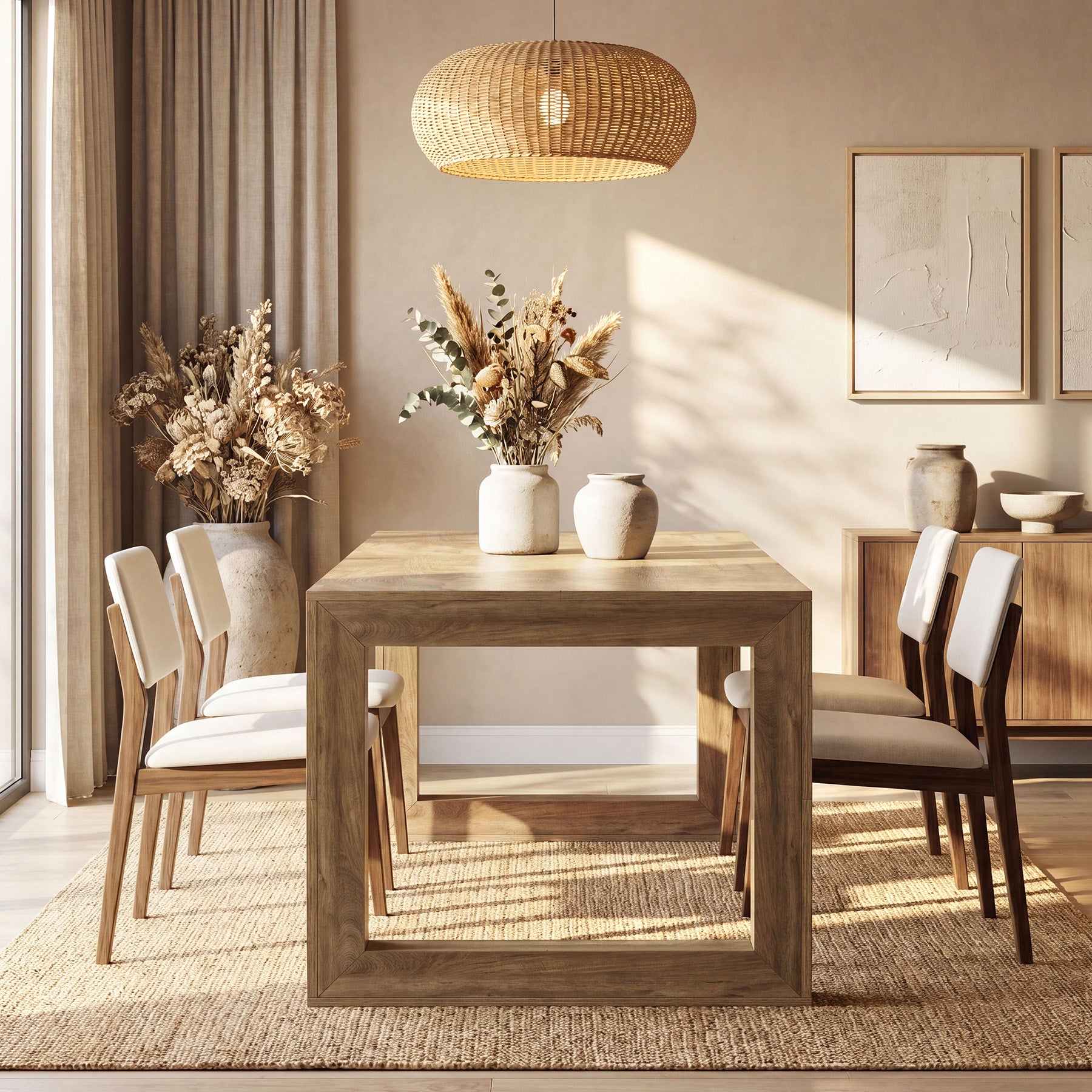 78.7" Dining Table, Rectangular Kitchen Table with Sturdy Base for 6-8 People
