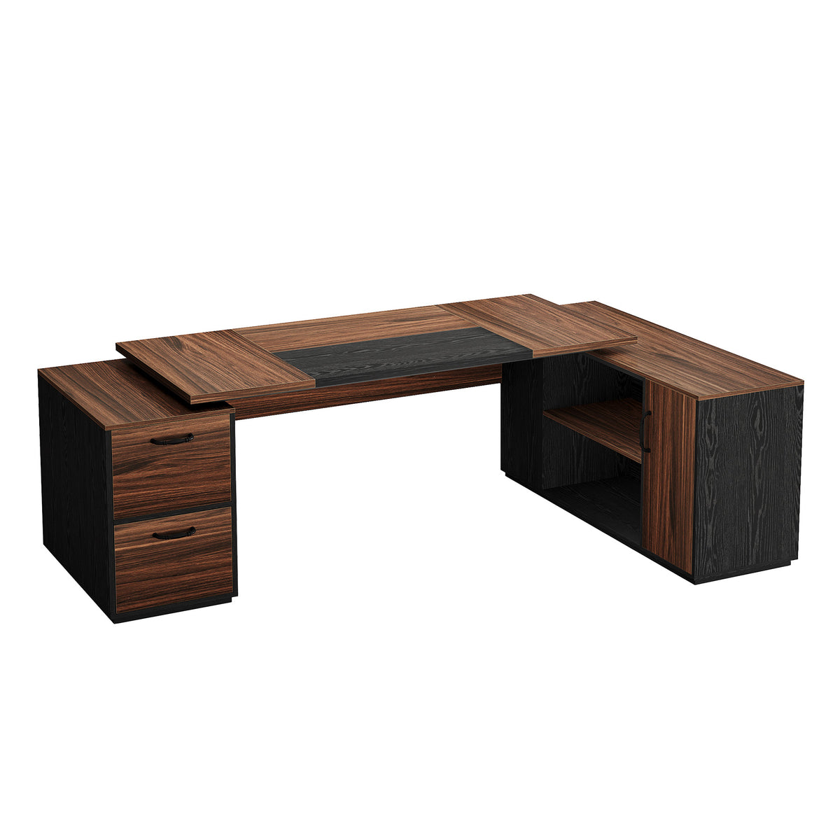 78.7" L-Shaped Executive Desk, Large Office Computer Desk with Drawer & 55" Cabinet
