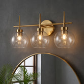 3-Light Bathroom Vanity Light, Modern Brass Finish Wall Sconce Fixture Over Mirror 3