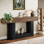63" Wooden Console Table, Farmhouse 2-Tier Sofa Table Entryway Table