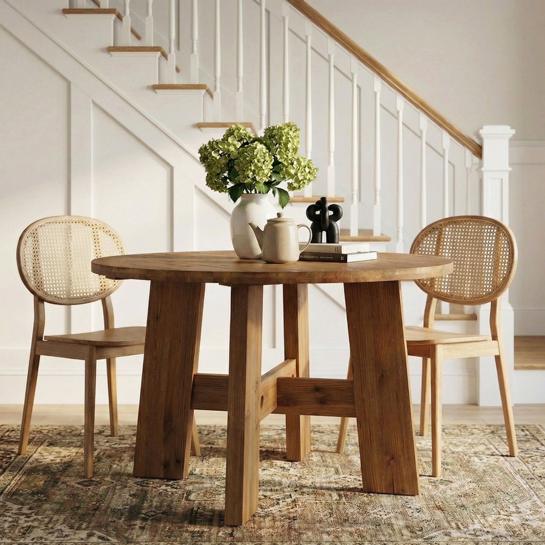 Tribesigns 47-Inch Solid Wood Round Dining Table, Farmhouse Kitchen Table for 4-6 People