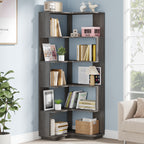 Corner Bookshelf, 6-Tier Corner Bookcase Display Rack Tribesigns