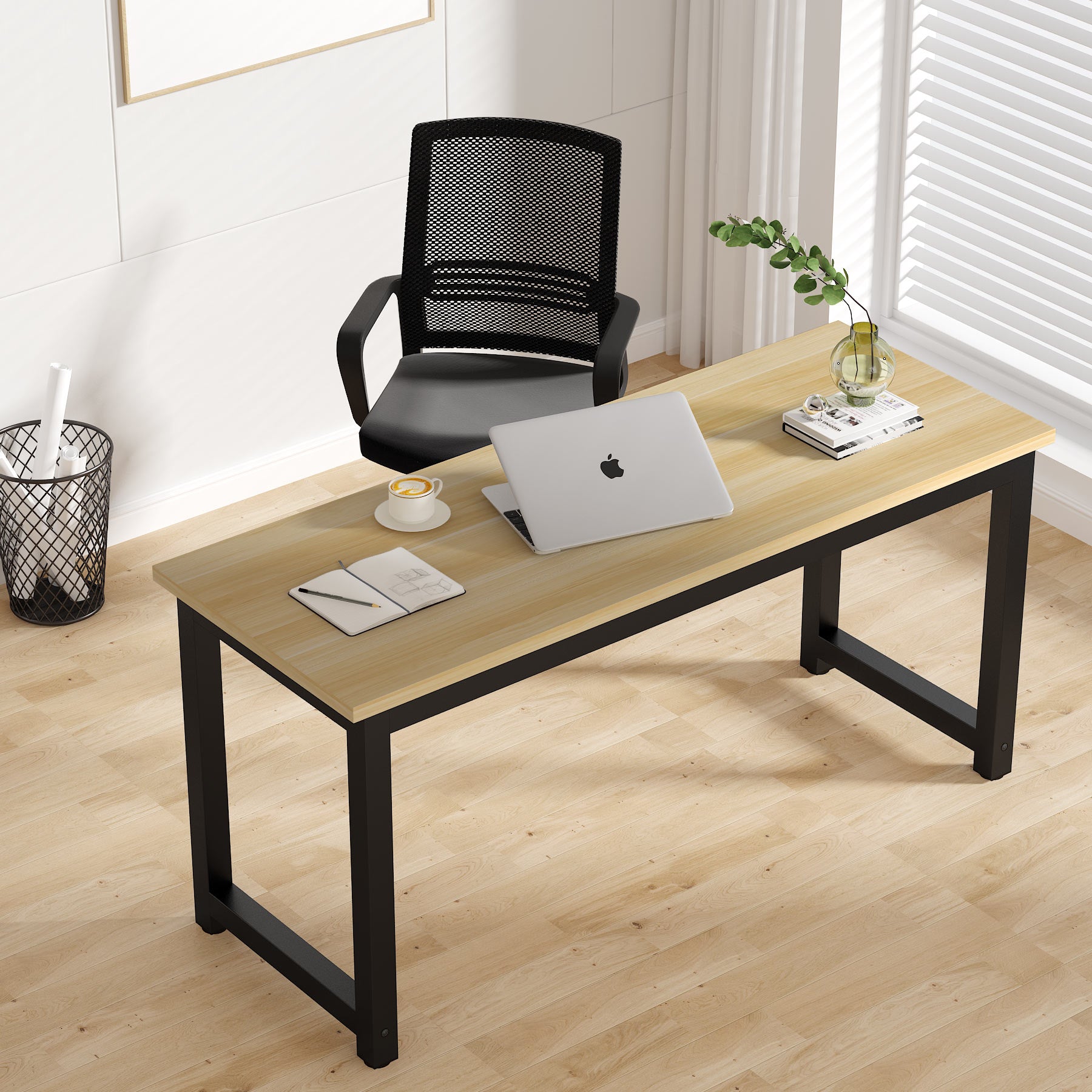 Modern Computer Desk, 63" Office Desk Study Writing Desk