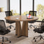 39" Round Conference Table for 4, Modern Meeting Table with Sturdy Base