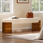 59" Upholstered Entryway Bench, Modern Shoe Bench End of Bed Bench 3