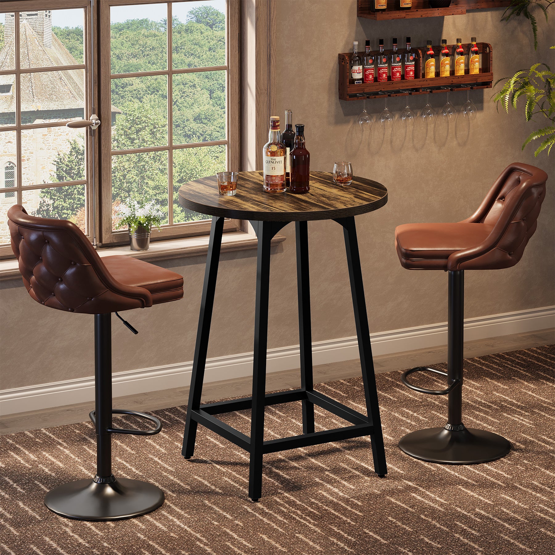 Round Bar Table, 35.4" Tall Cocktail Counter Height Dining Table