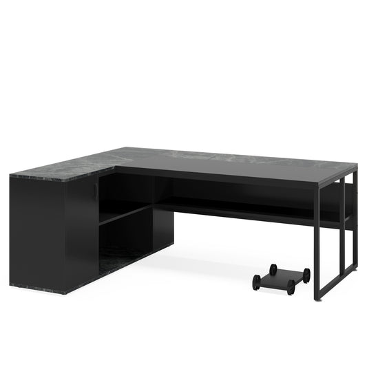 Tribesigns L-Shaped Desk, 71 inch Executive Desk with Shelves & Cabinet Tribesigns