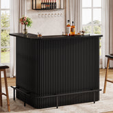 L-Shaped Home Bar Unit, 4-Tier Fluted Bar Table with Storage Shelves 3