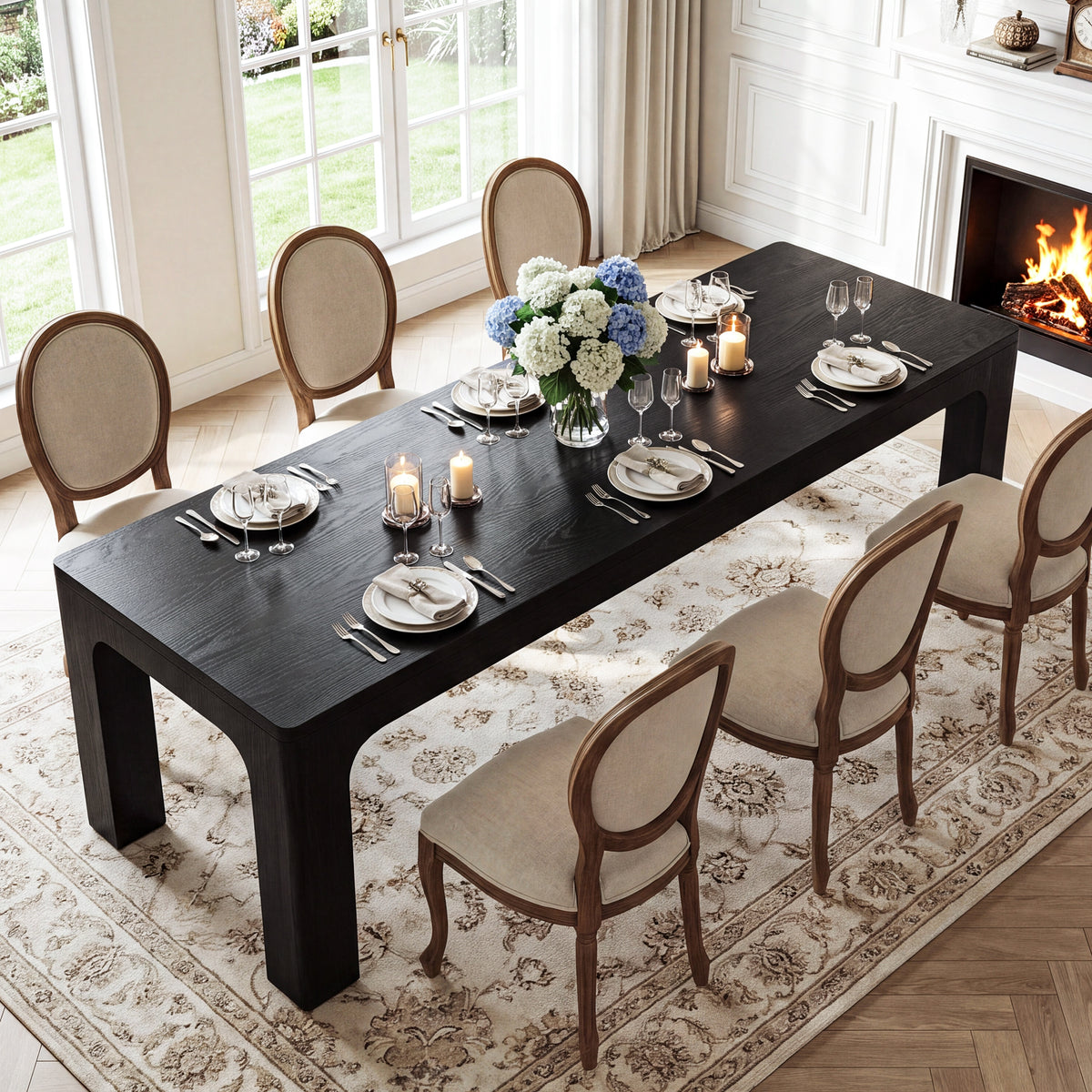 79" Modern Dining Table for 8-10, Long Kitchen Table for Dining Room