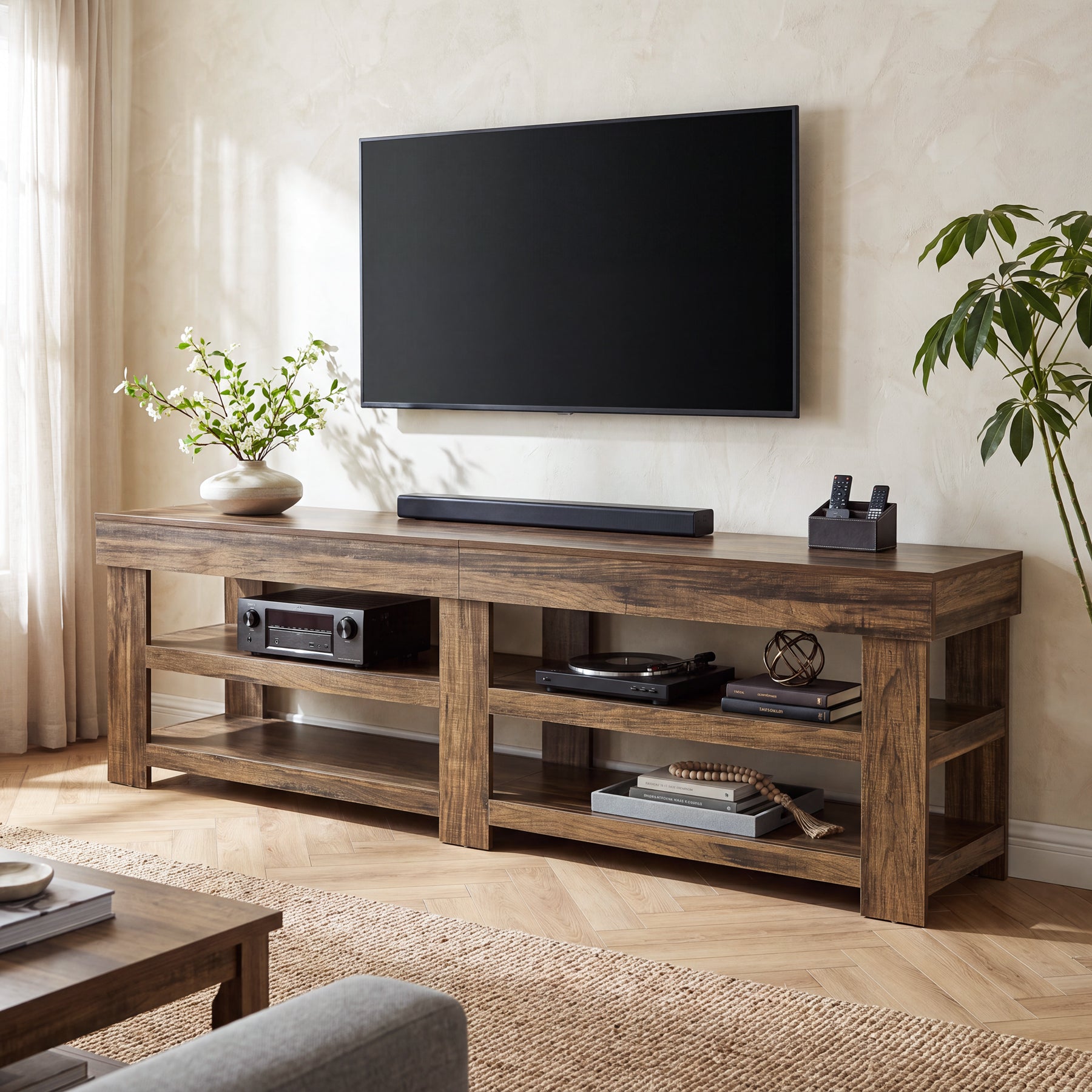 79" TV Stand for 75/85" TVs, Entertainment Center, Living Room, Large Media Console