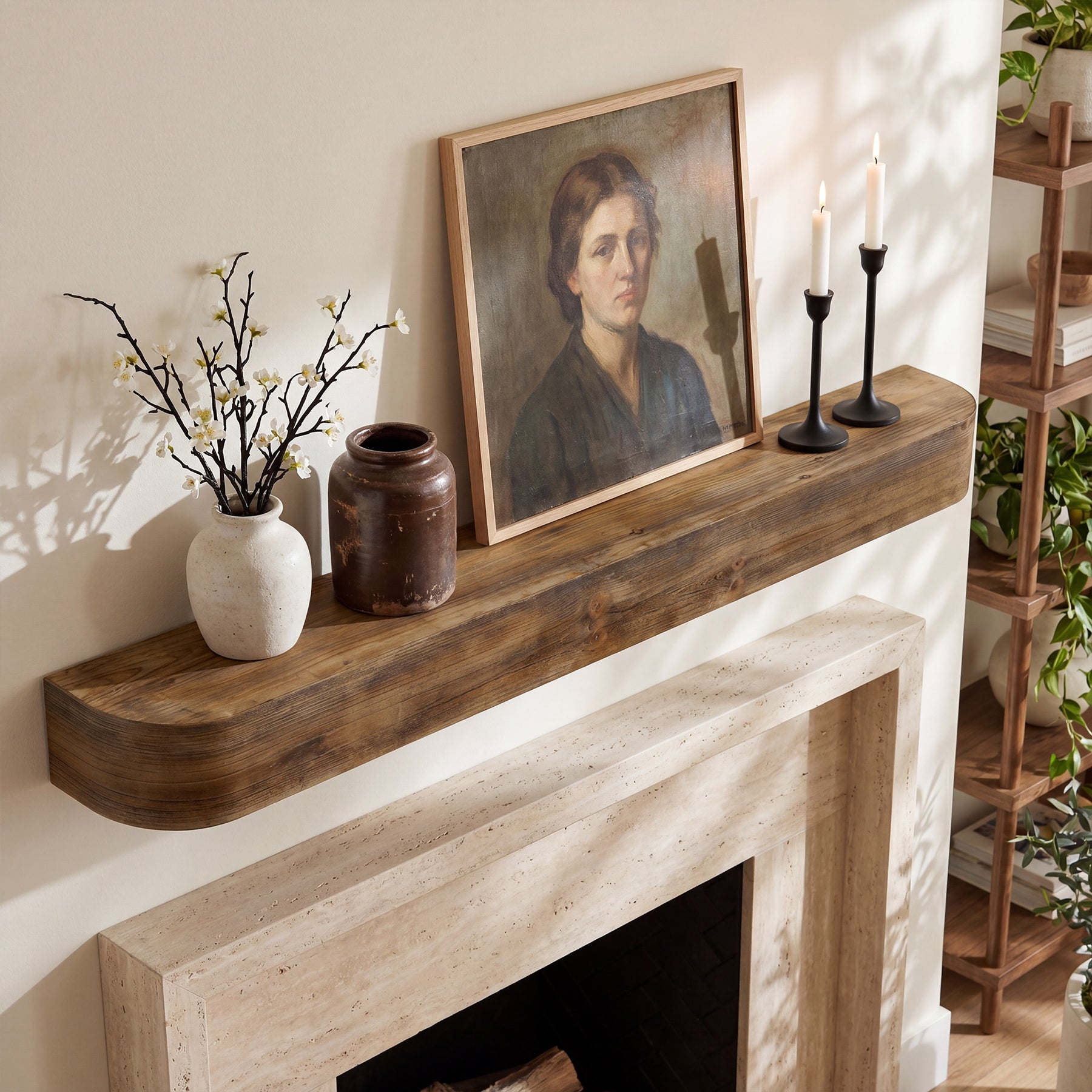 71" Fireplace Mantel, Solid Wood Floating Shelf, Wall Mounted Mantel for Over Fireplace