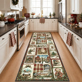 Christmas Vintage Runner Rug, Washable Non-Slip Holiday Kitchen Mat 3