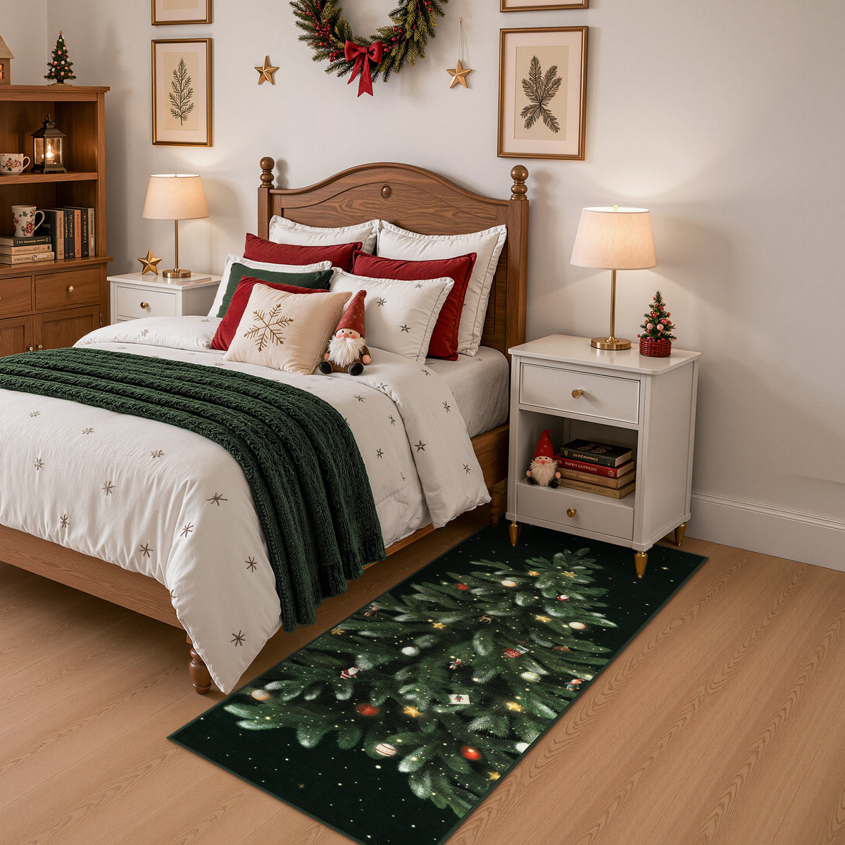 Tribesigns Christmas Tree Washable Runner Rug for Hallway Entryway