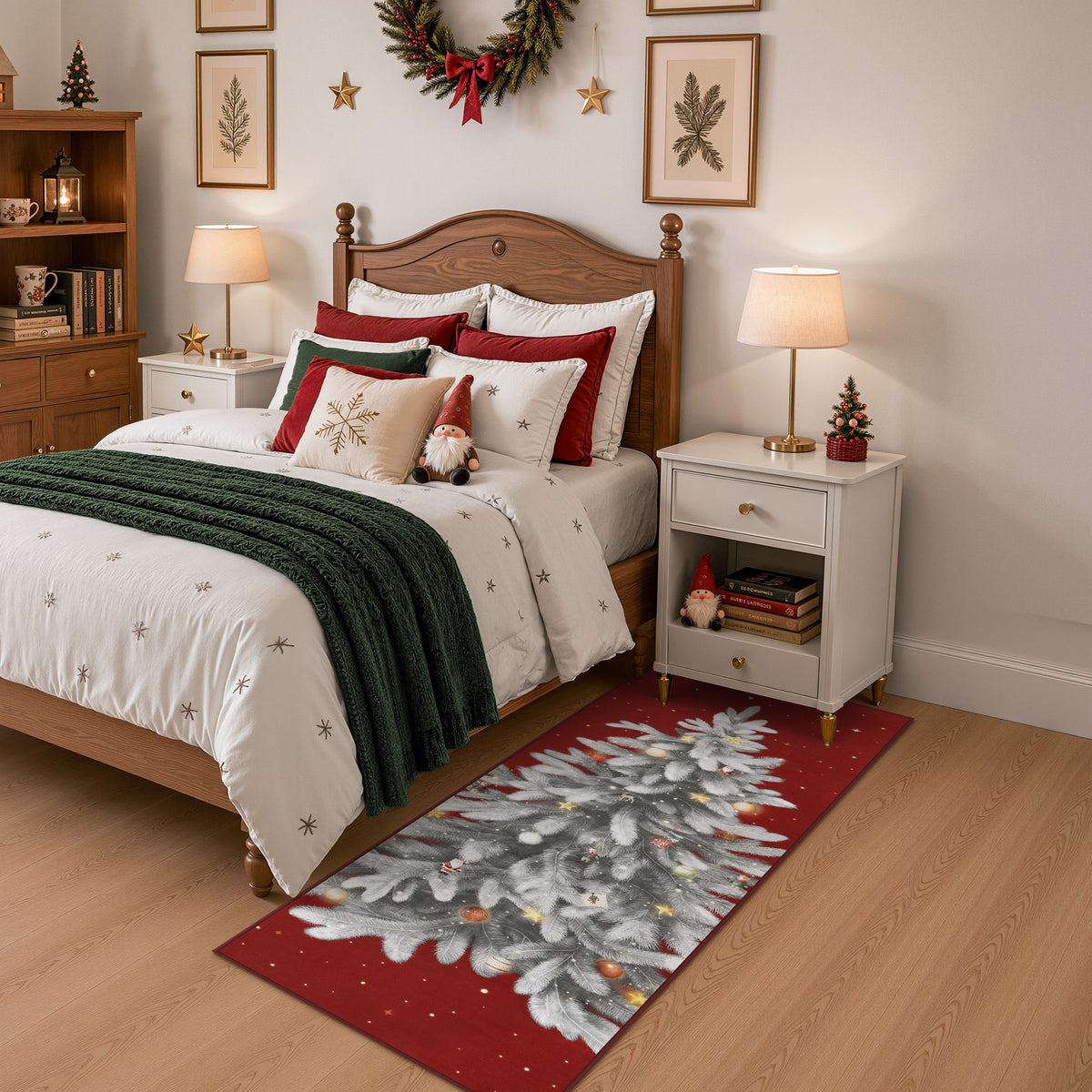 Tribesigns Christmas Tree Washable Runner Rug for Hallway Entryway