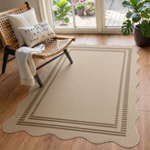3x5 Scalloped Easy Jute Area Rugs#Style_Brown Lines 3
