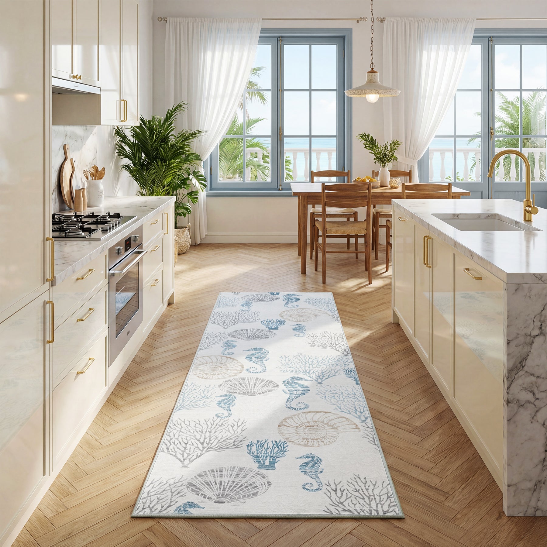 2x6/5x7/8x10 Boho Coastal Area Rug, Washable Non Slip Animal Indoor Carpet for Living room Bedroom, Oeko-Tex Certified