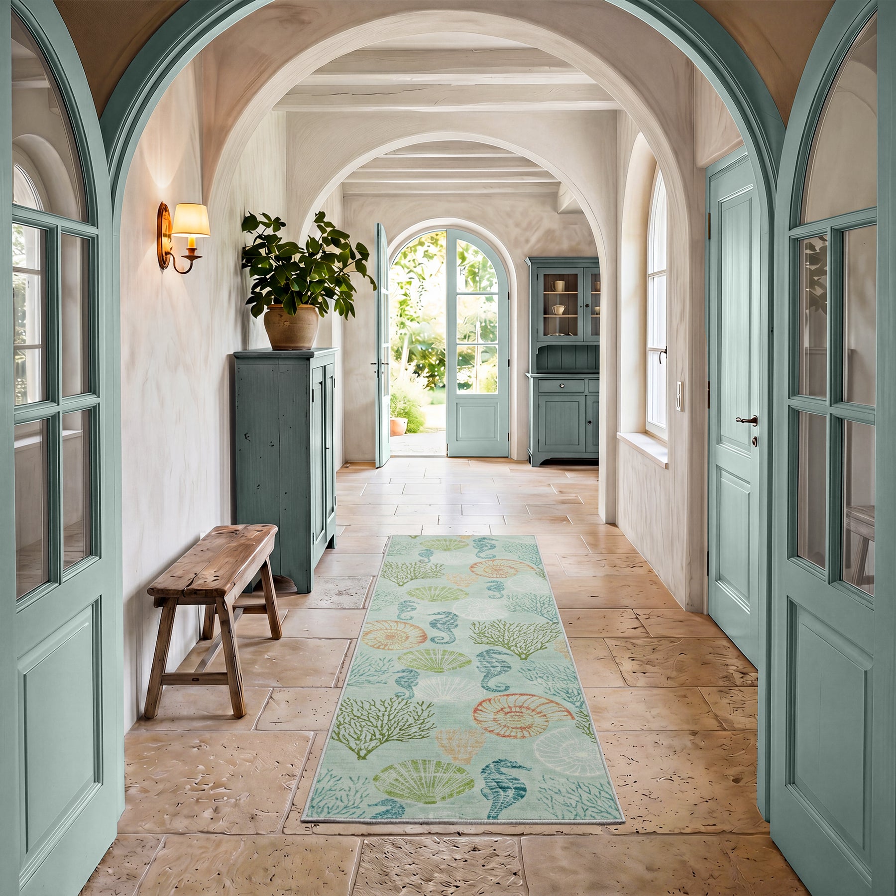 2x6/5x7/8x10 Boho Coastal Area Rug, Washable Non Slip Animal Indoor Carpet for Living room Bedroom, Oeko-Tex Certified