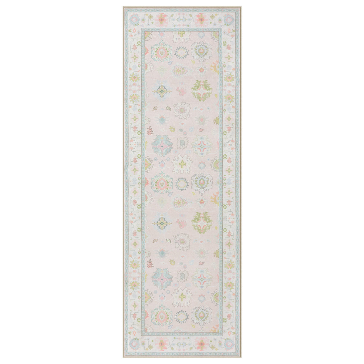 5x7/8x10/9x12 Boho Oushak Area Rug, Floral Washable Non Slip Low Pile Area Rug, Oeko-Tex Certified