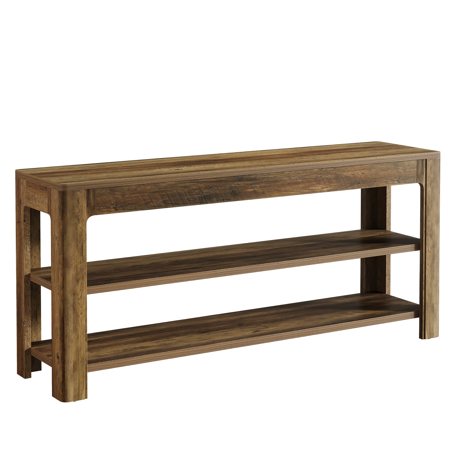 63" Farmhouse Console Table with 3-Tier Shelves, Narrow Wooden Sofa Table with Storage for Entryway, Hallway, or Living Room