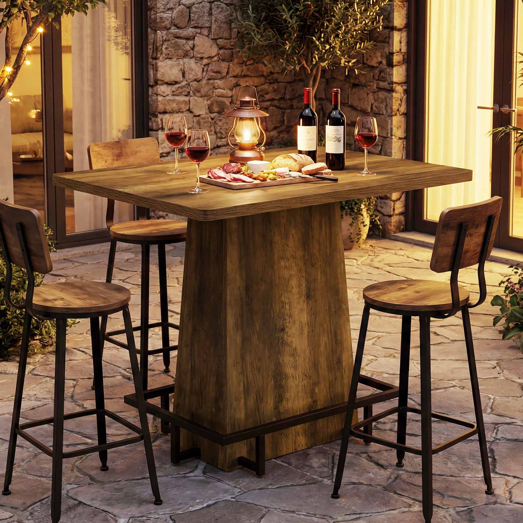 Tribesigns 47" Bar Table, Rustic Industrial Pub Table with Footrest for Kitchen Bar Restaurant