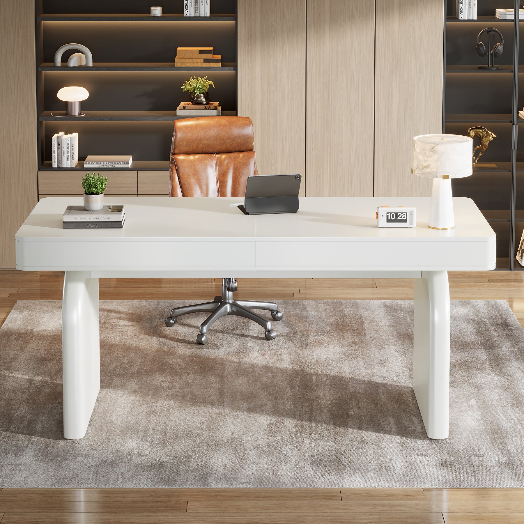 63" Executive Desk, Modern Office Computer Desk with 2 Storage Drawers