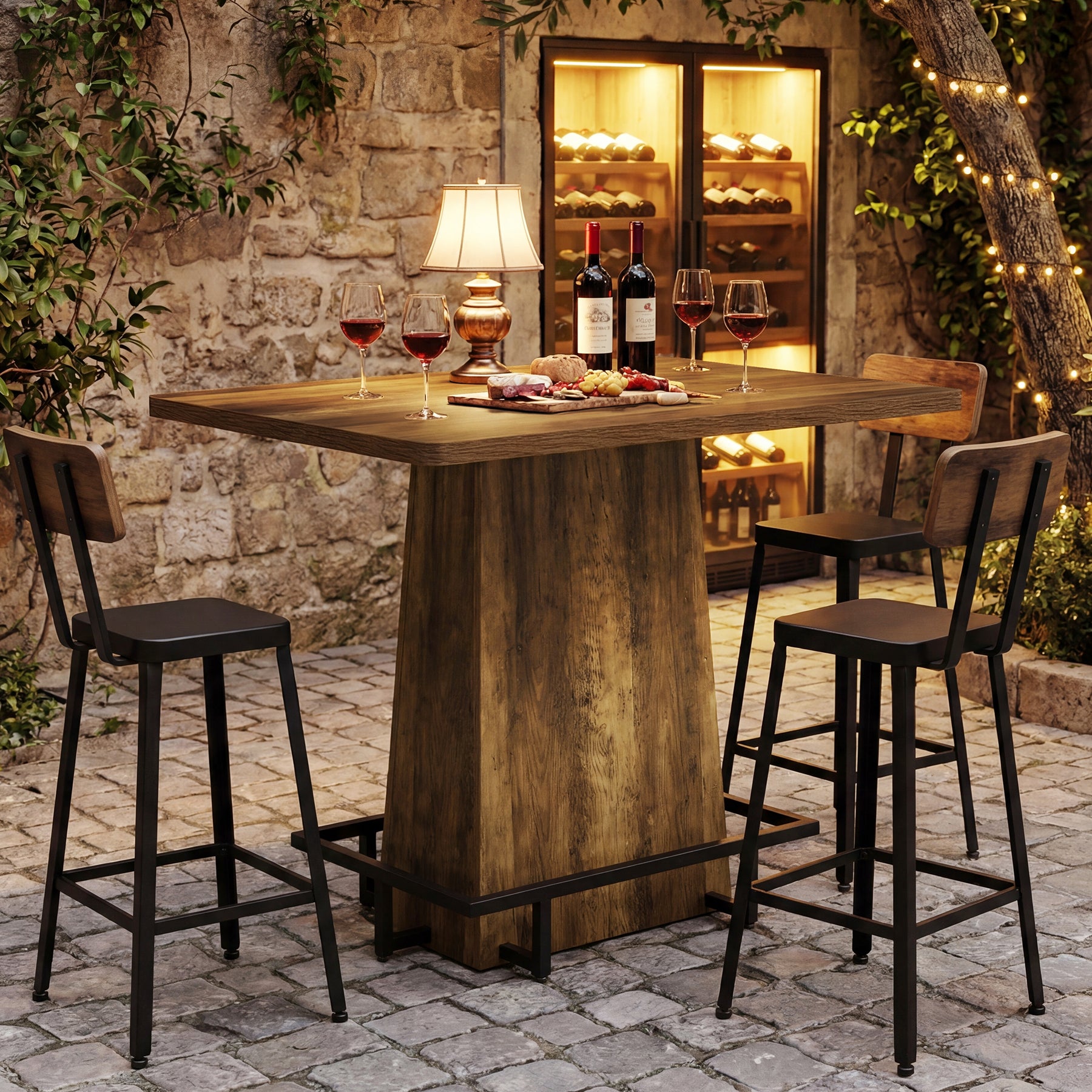 Tribesigns 47" Bar Table, Rustic Industrial Pub Table with Footrest for Kitchen Bar Restaurant