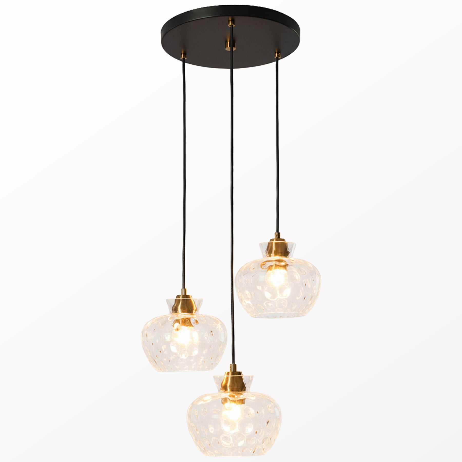 3-Light Pendant Lighting, Kitchen Ceiling Light Fixtures with Water Ripple Glass Shade