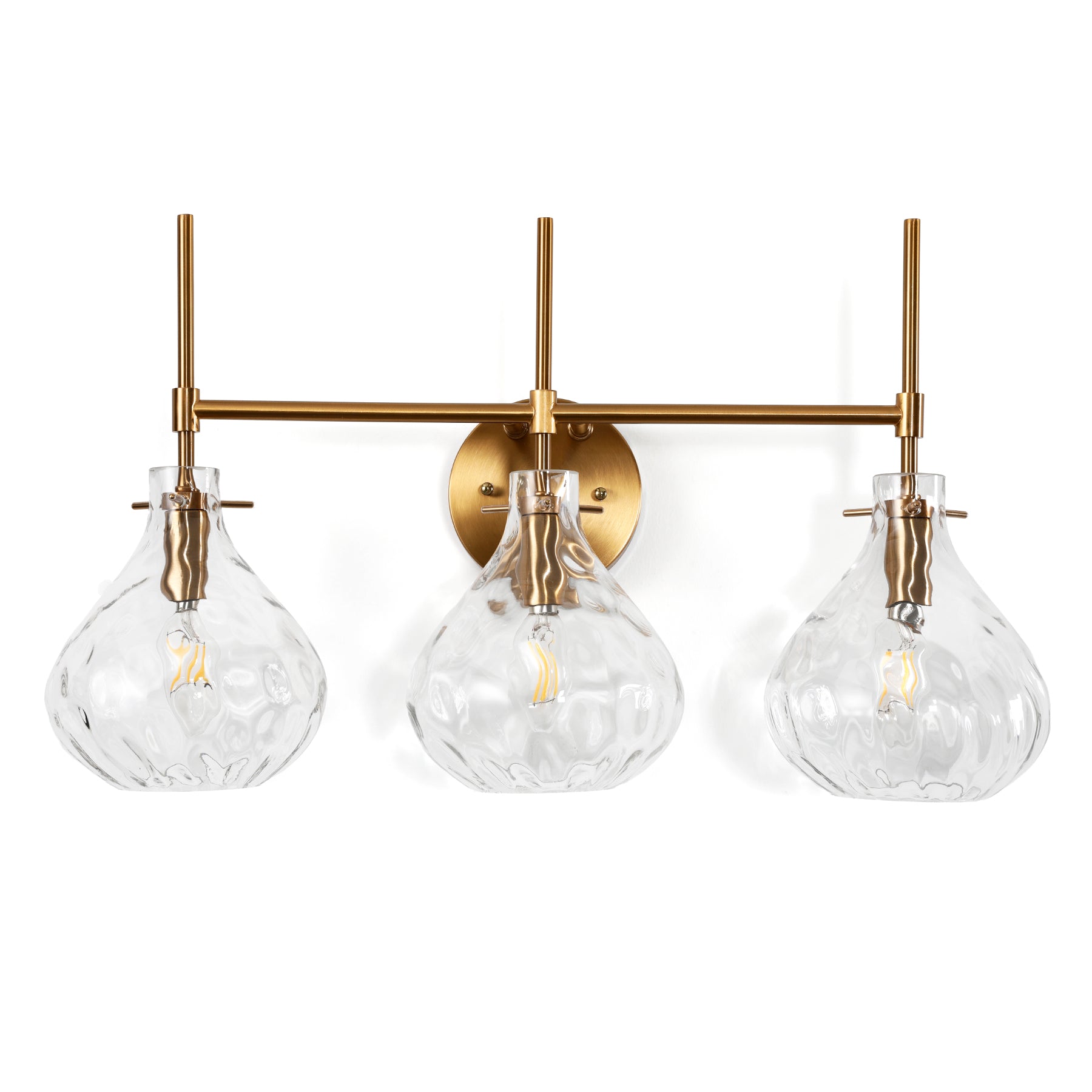 3-Light Vanity Light, Bathroom Light Fixtures with Water Ripple Glass Shades