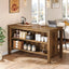 3-Tier Home Bar Table Unit, 59" Counter Height Pub Table with Storage Shelves