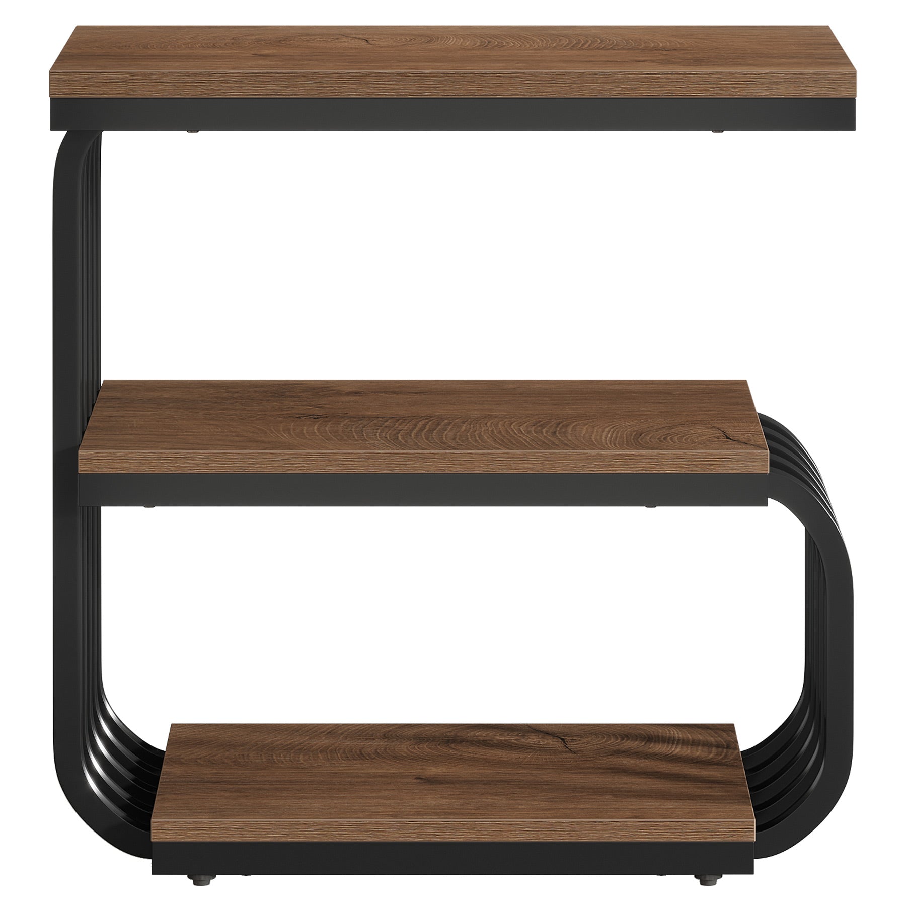 3-Tier Vintage Nightstand, Narrow Bedside Stand with Metal Frame