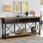 3-Drawer Console Table, 70.8" Sofa Foyer Table with Storage Shelf Tribesigns