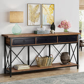 3-Drawer Console Table, 70.8" Sofa Foyer Table with Storage Shelf Tribesigns 3