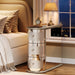 3 - Drawer End Table, Narrow Mirrored Sofa Side Table Tribesigns