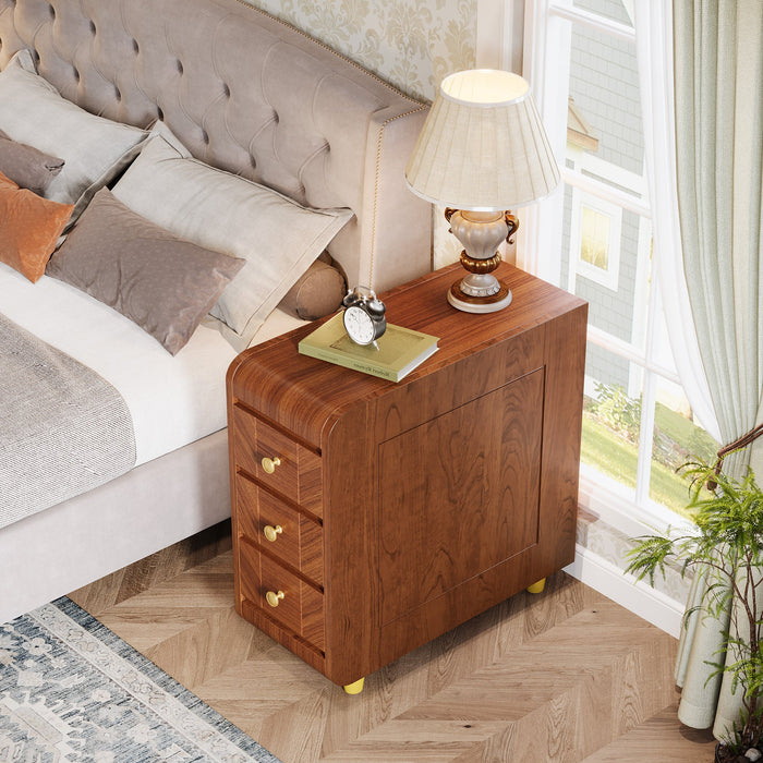 3 - Drawer End Table, Small Classic Sofa Side table Bedside Table Tribesigns