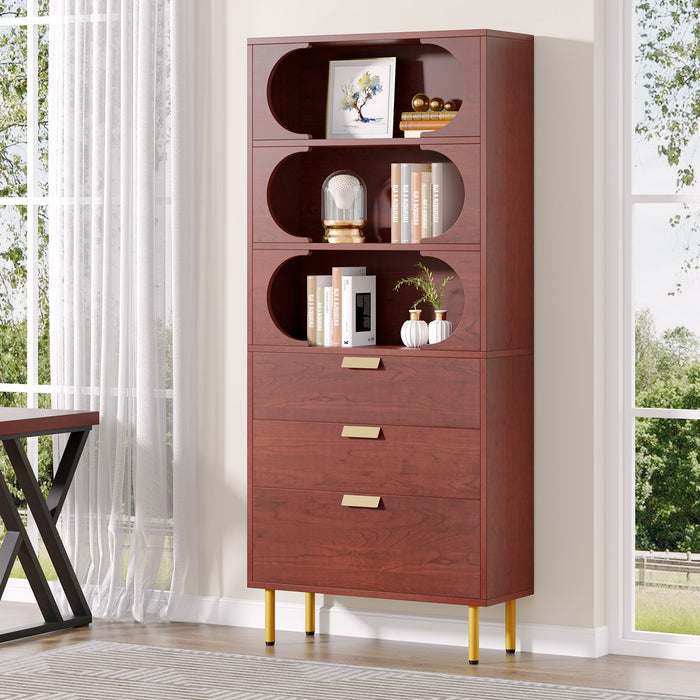 3 - Drawer File Cabinet, Freestanding Filing Cabinet with Open Storage Shelves Tribesigns