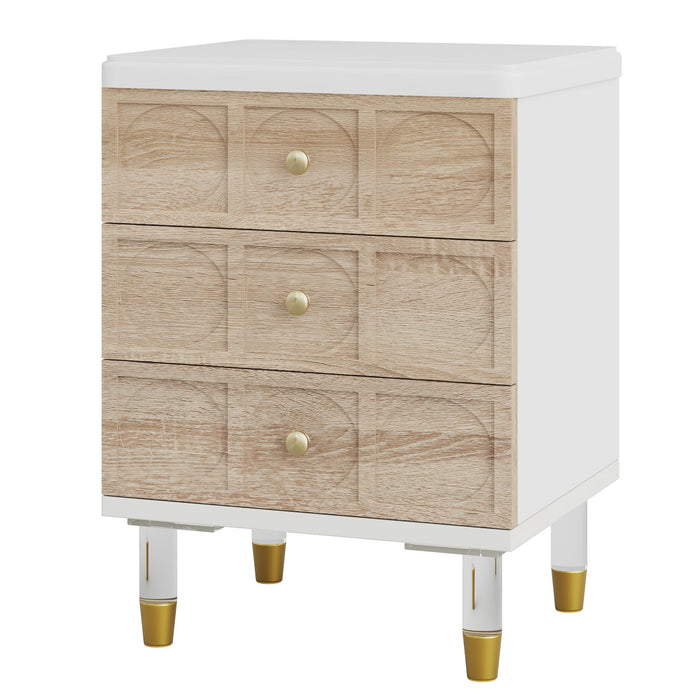 3 - Drawer Nightstand Bedside Table with Acrylic Metal Legs Tribesigns