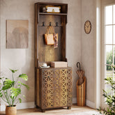 3-in-1 Hall Tree, Farmhouse Shoe Cabinet with Coat Rack 3
