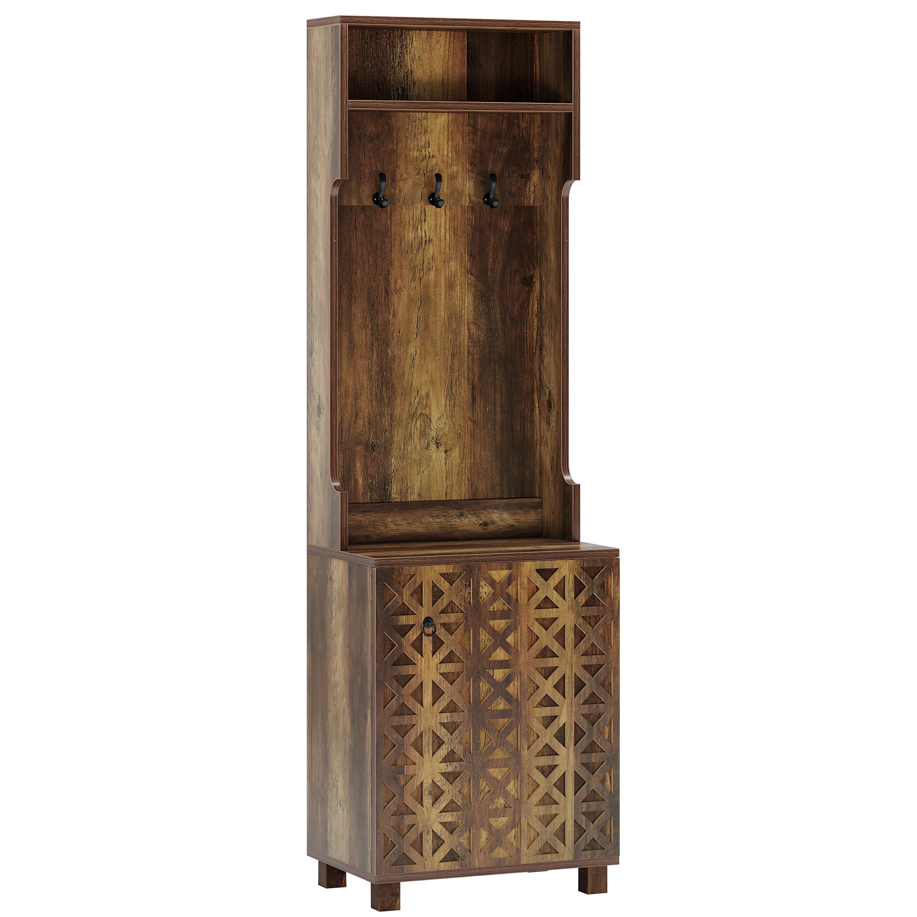 3-in-1 Hall Tree, Farmhouse Shoe Cabinet with Coat Rack