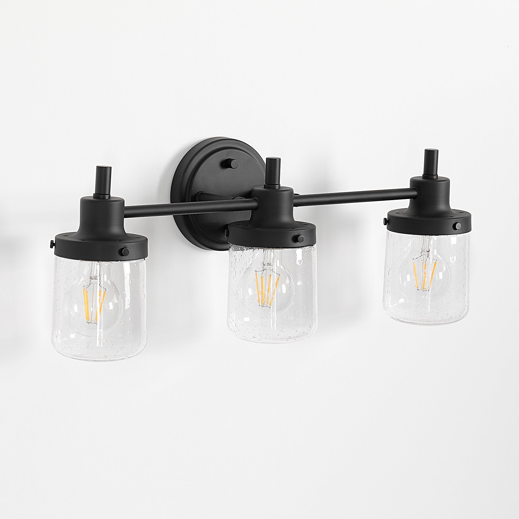 3-light Vanity Light, Bathroom Wall Lighting With Seeded Glass Shades