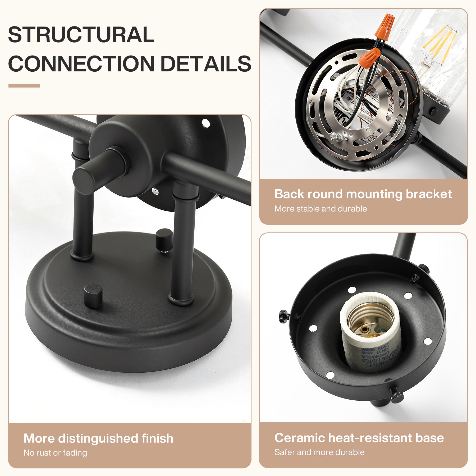 3-light Vanity Light, Bathroom Wall Lighting With Seeded Glass Shades