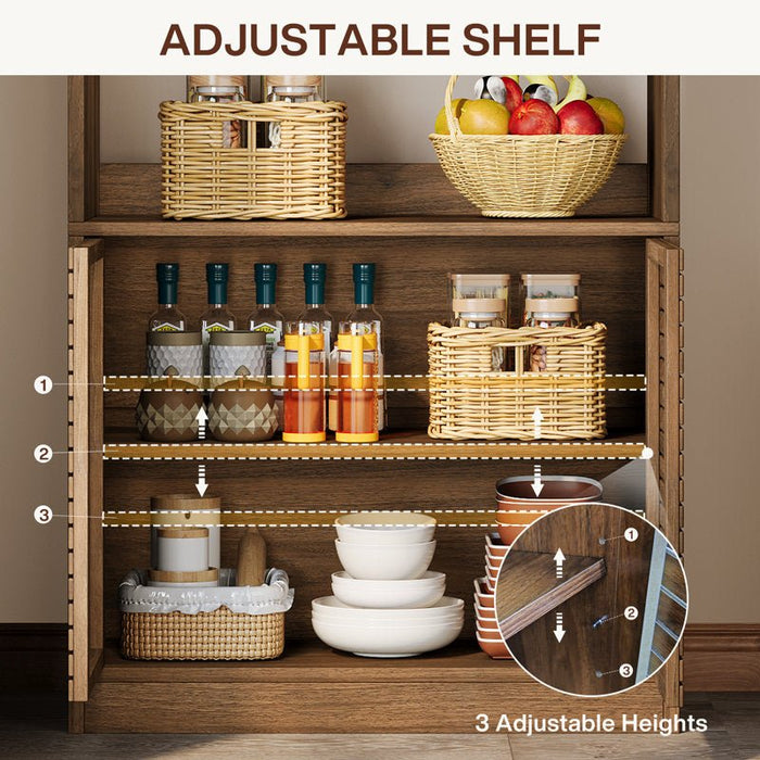 3 - Tier Bakers Rack, Bread Rack Coffee Stand With Storage Cabinet Tribesigns