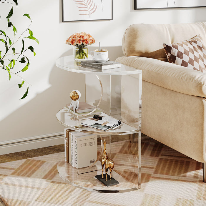 3 - Tier End Table, Modern Clear Acrylic Side Table Tribesigns