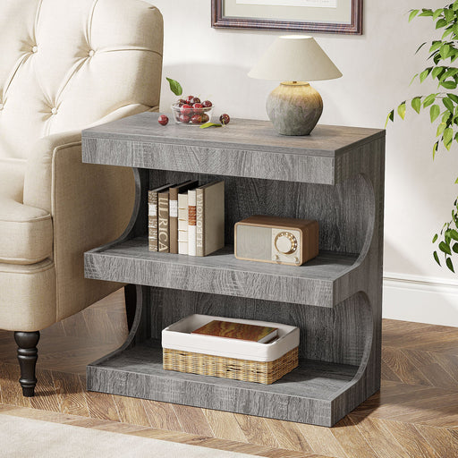 3 - Tier End Table, Wood Side Table Storage Nightstand Tribesigns